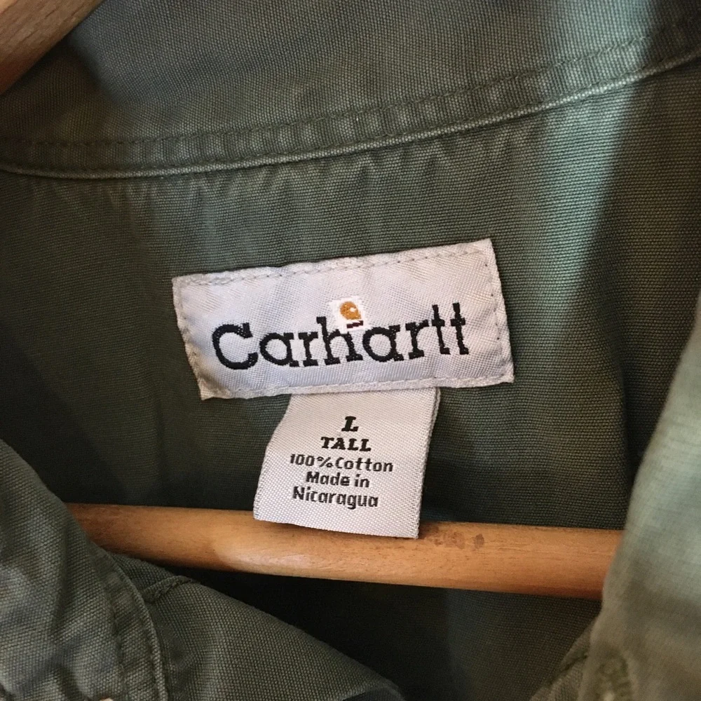Carhartt mens short sleeve button down casual shirt size large tall 100% cotten - Picture 2 of 4